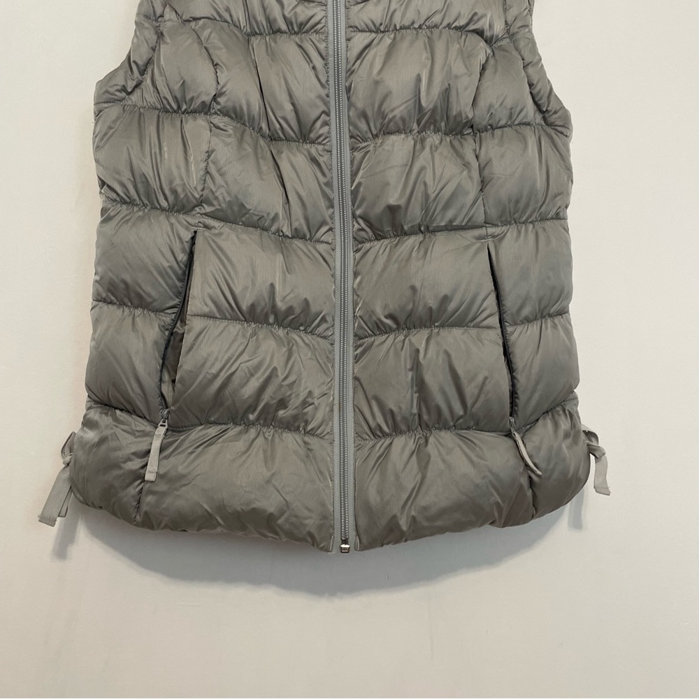 EDDIE BAUER 550 Fill Power GOOSE DOWN Puffer Vest Gray Grey Hooded Winter Small - Picture 7 of 16